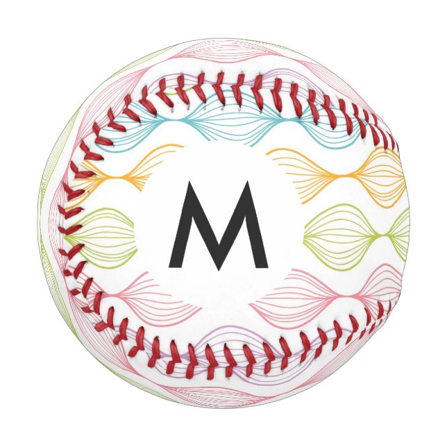 Colorful horizontal ogee pattern baseball (Front Left)