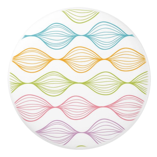 Colorful horizontal ogee pattern ceramic knob (Front)