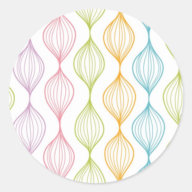Colorful horizontal ogee pattern classic round sticker (Front)