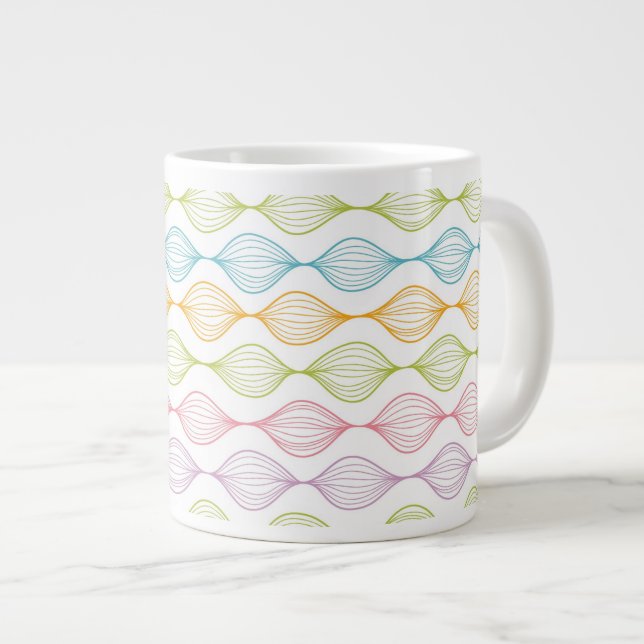 Colorful horizontal ogee pattern giant coffee mug (Front Right)