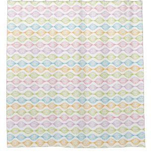 Colorful horizontal ogee pattern shower curtain