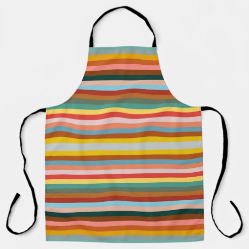 Colorful Horizontal Retro Stripes  Apron