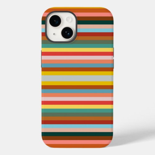 Colorful Horizontal Retro Stripes  Case_Mate iPhone 14 Case