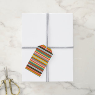 Colorful Horizontal Retro Stripes Gift Tags
