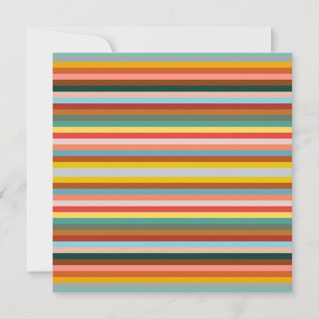 Colorful Horizontal Retro Stripes  Holiday Card (Front)