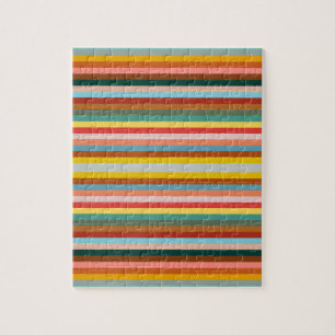 Colorful Horizontal Retro Stripes  Jigsaw Puzzle