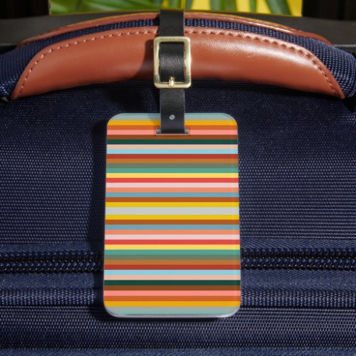 Colorful Horizontal Retro Stripes  Luggage Tag