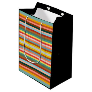 Colorful Horizontal Retro Stripes  Medium Gift Bag