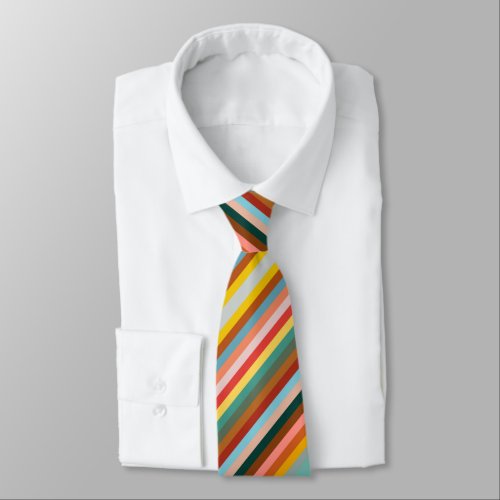 Colorful Horizontal Retro Stripes  Neck Tie
