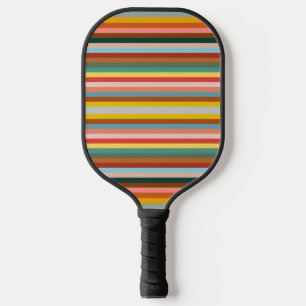 Colorful Horizontal Retro Stripes Pickleball Paddle