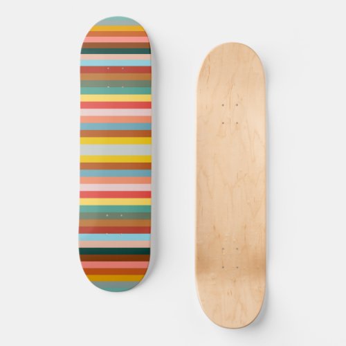 Colorful Horizontal Retro Stripes  Skateboard