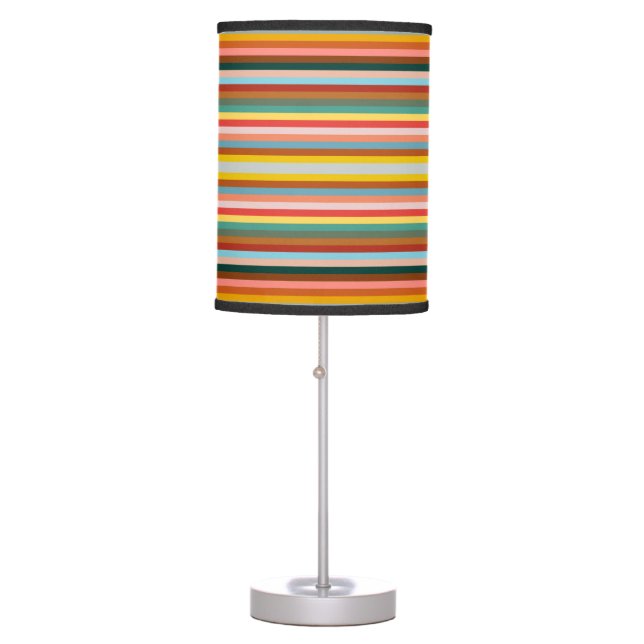 Colorful Horizontal Retro Stripes  Table Lamp (Front)
