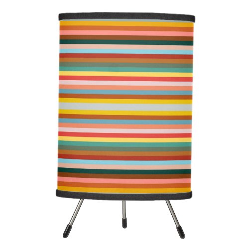 Colorful Horizontal Retro Stripes  Tripod Lamp