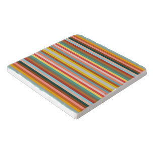 Colorful Horizontal Retro Stripes Trivet