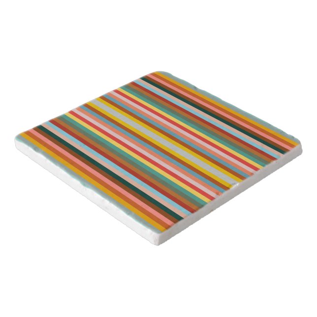 Colorful Horizontal Retro Stripes  Trivet (Corner)