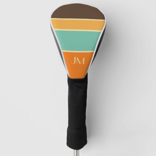 Colorful horizontal retro style lines golf head cover