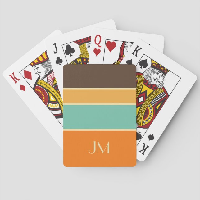 Colorful horizontal retro style lines poker cards (Back)
