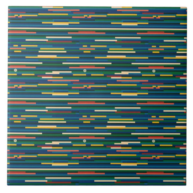 Colorful Horizontal Stripes Abstract Art Ceramic Tile (Front)