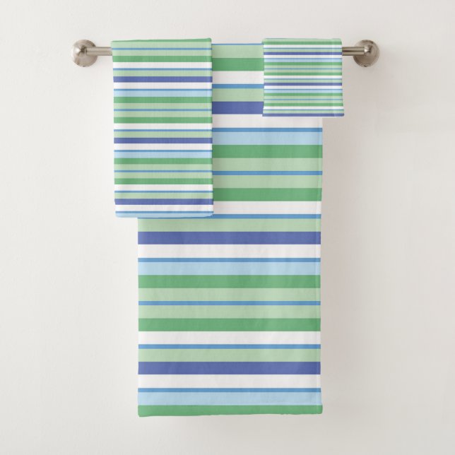 Colorful horizontal stripes bath towel set (Insitu)