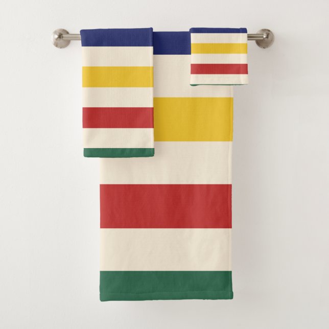 Colorful Horizontal Stripes Bath Towel Set (Insitu)