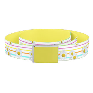 Colorful Horizontal Stripes Daisies Belt