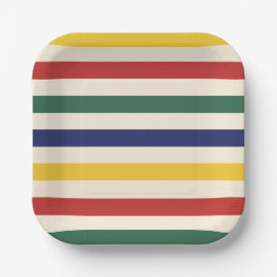 Colorful Horizontal Stripes Paper Plates