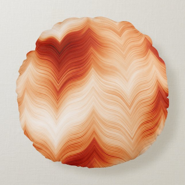 Colorful horizontal wavy pattern round pillow (Front)