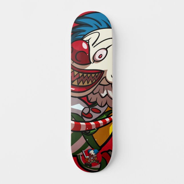 Colorful Horror Cartoon Chainsaw Killer Clown Skateboard (Front)