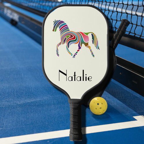 Colorful horse  _add name  pickleball paddle