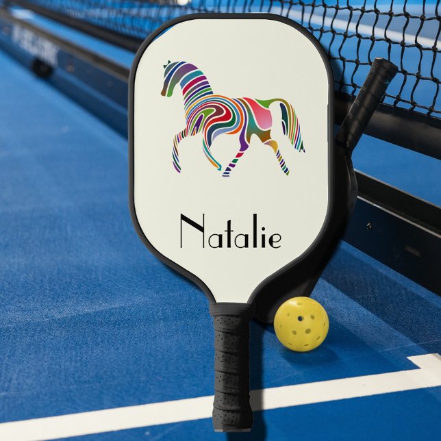 Colorful horse  -add name  pickleball paddle (Creator Uploaded)