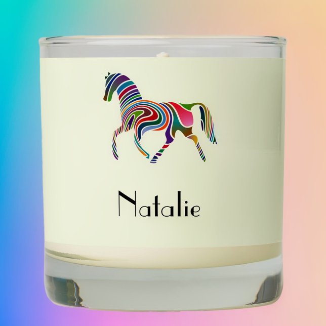 Colorful horse  -add name  scented candle (Creator Uploaded)