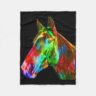 Colorful Horse Art Horseback Riding Lover Artsy Ho Fleece Blanket