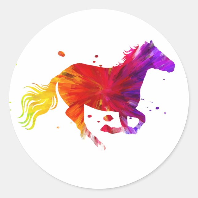 Colorful Horse Classic Round Sticker (Front)