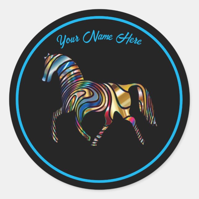Colorful Horse  Classic Round Sticker (Front)