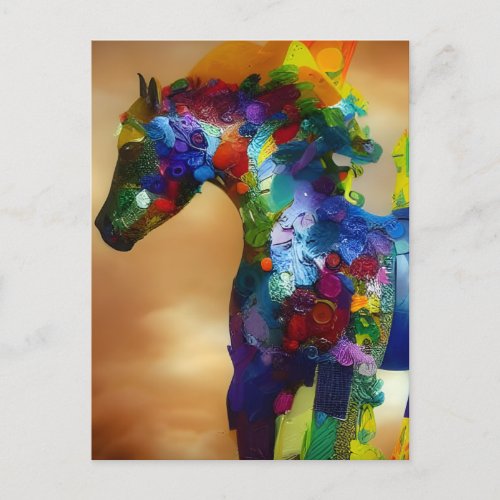Colorful Horse Collage Postcard