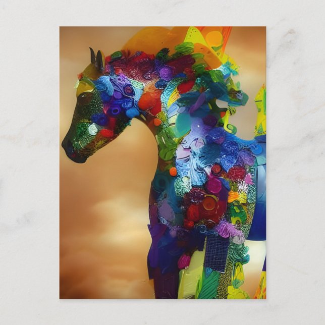 Colorful Horse Collage Postcard (Front)
