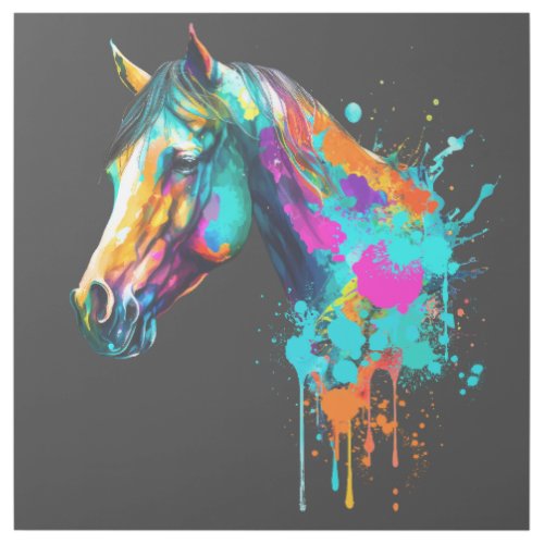 colorful horse design in watercolor gallery wrap