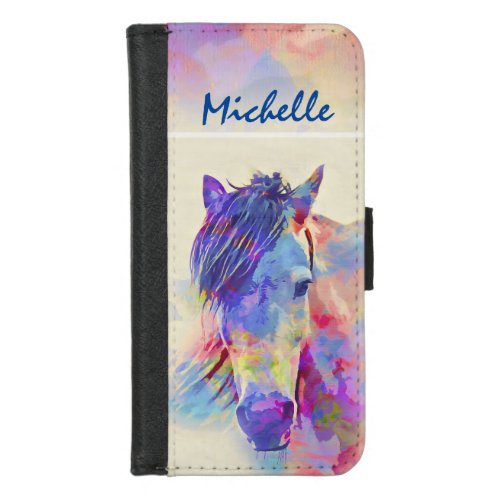 Colorful Horse Head Artistic Design iPhone 87 Wallet Case