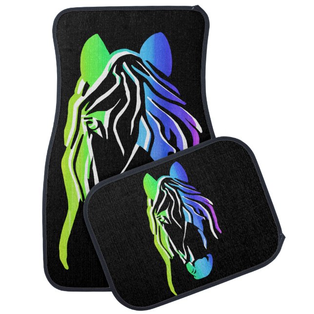 Colorful Horse Head Car Floor Mat (Set)