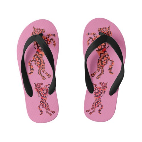 Colorful horse mandala design    kids flip flops