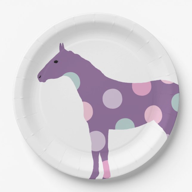 Colorful Horse Pattern Paper Plates (Front)