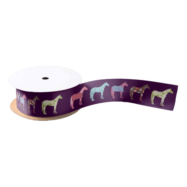 Colorful Horse Pattern Satin Ribbon (Spool)