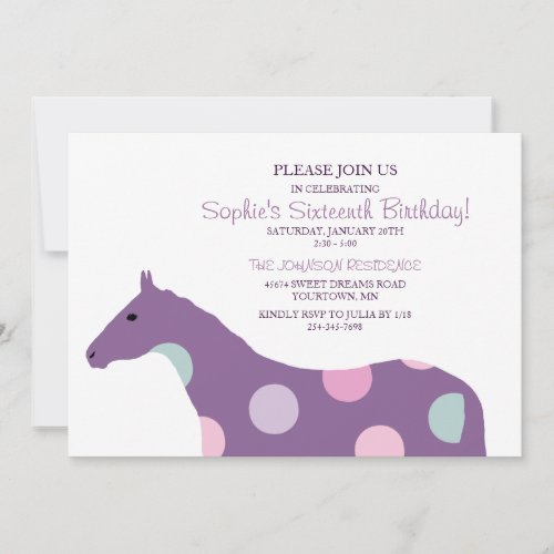 Colorful Horse Pattern Sixteenth Birthday Personalized Invites