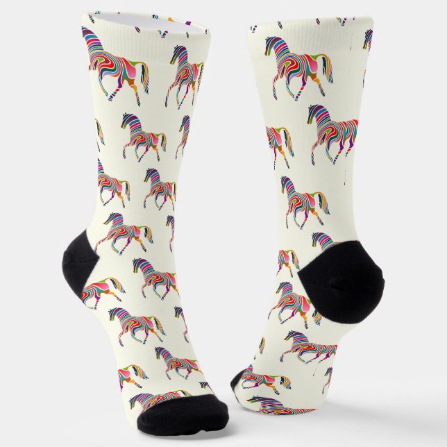 Colorful horse pattern socks (Angled)