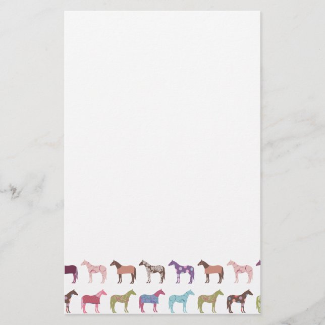 Colorful Horse Pattern Stationery (Front)