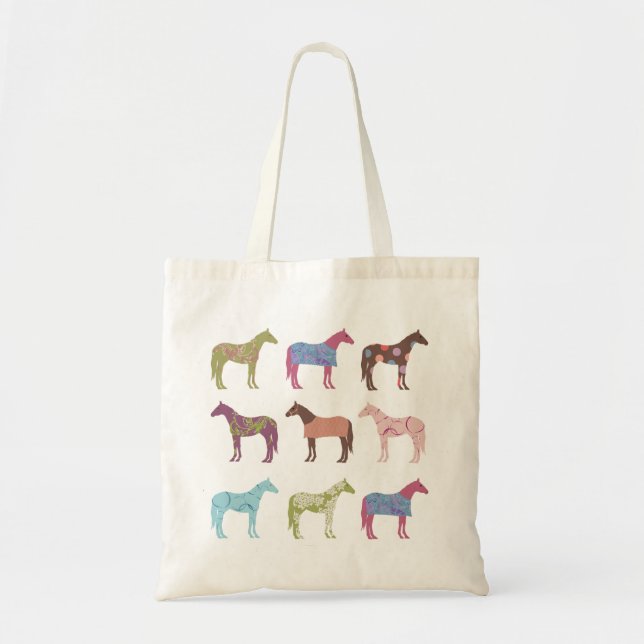 Colorful Horse Pattern Tote Bag (Front)