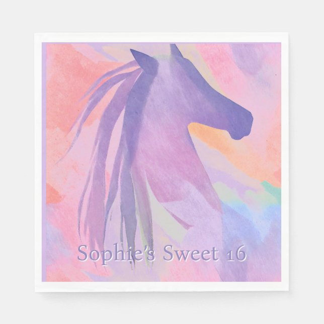 Colorful  horse  -personalized napkins (Front)