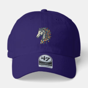 Colorful Horse Puzzle Piece Vintage Engraving T-Sh 47 Brand Hat