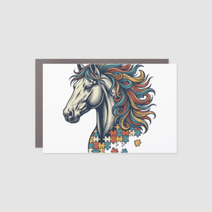 Colorful Horse Puzzle Piece Vintage Engraving T-Sh Car Magnet
