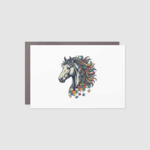 Colorful Horse Puzzle Piece Vintage Engraving T-Sh Car Magnet